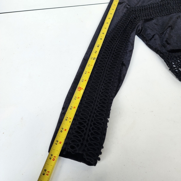 Romeo and Juliet Couture Black Velvet W/ Sheer Lace Trim Dress Stretch Sz S - Picture 16 of 16